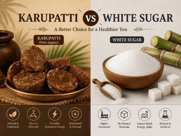 Karupatti vs White Sugar better choice for health